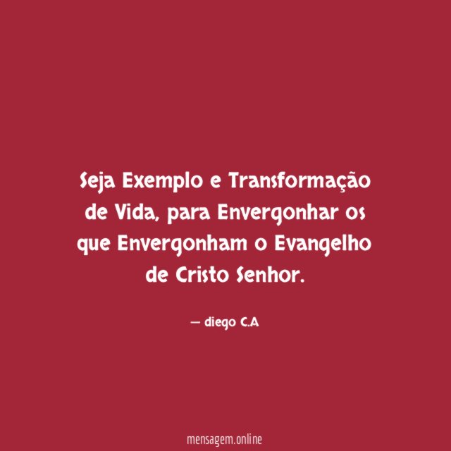 Seja Exemplo e Transformação de Vida