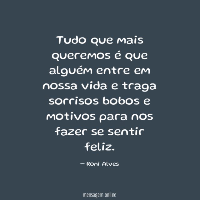 Tudo que mais queremos é que alguém entre