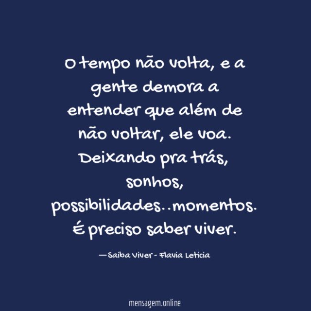 O tempo não volta