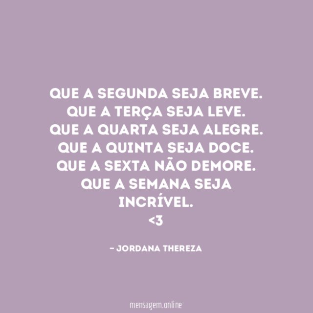 Que a segunda seja breve