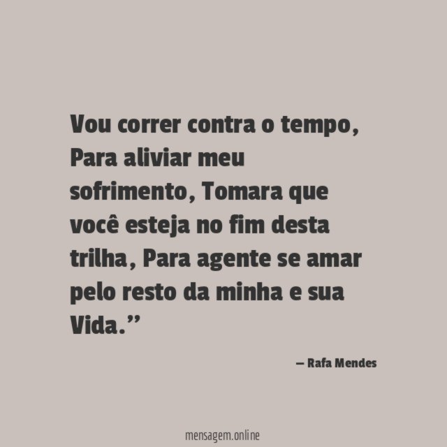 Vou correr contra o tempo