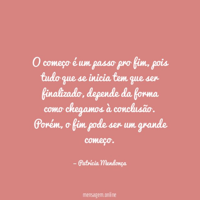 O começo é um passo pro fim