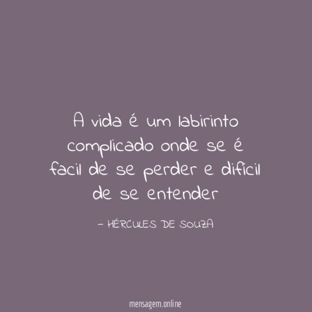 A vida é um labirinto complicado onde se