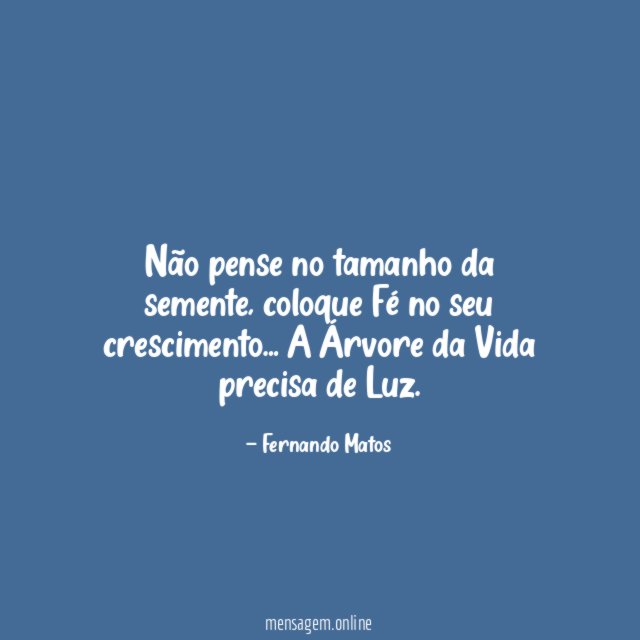 Não pense no tamanho da semente