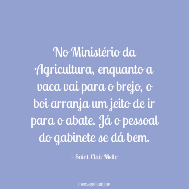 No Ministério da Agricultura