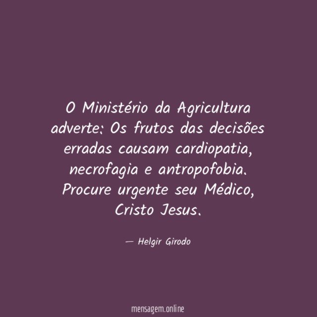 O Ministério da Agricultura adverte
