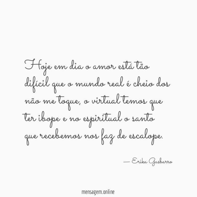 Hoje em dia o amor está tão difícil