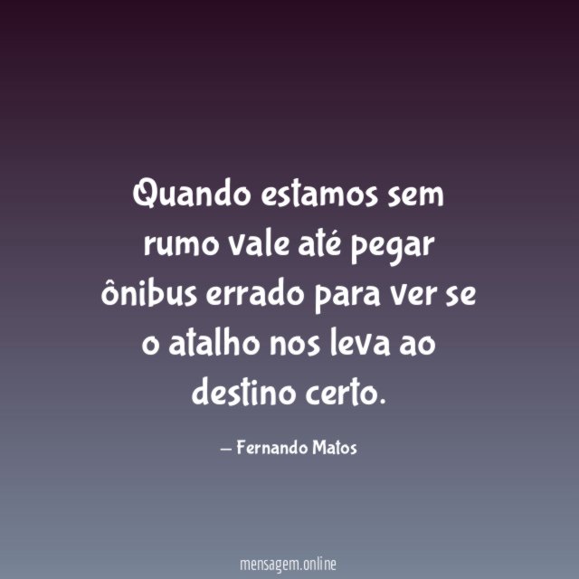 Quando estamos sem rumo vale até pegar ônibus