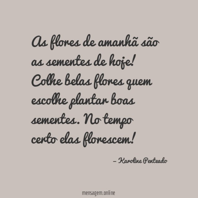 As flores de amanhã são as sementes de hoje