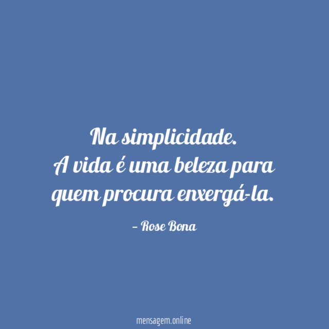 Na simplicidade