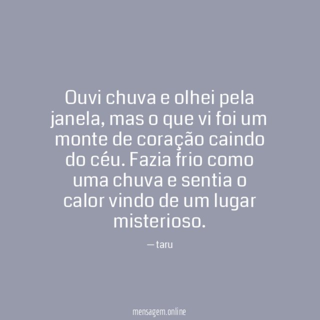 Ouvi chuva e olhei pela janela