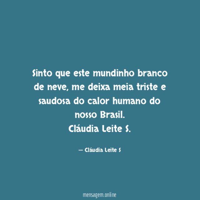 Sinto que este mundinho branco de neve, me deixa meia triste e saudosa do calor humano do nosso Brasil.