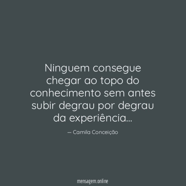 Ninguem consegue chegar ao topo do conhecimento sem