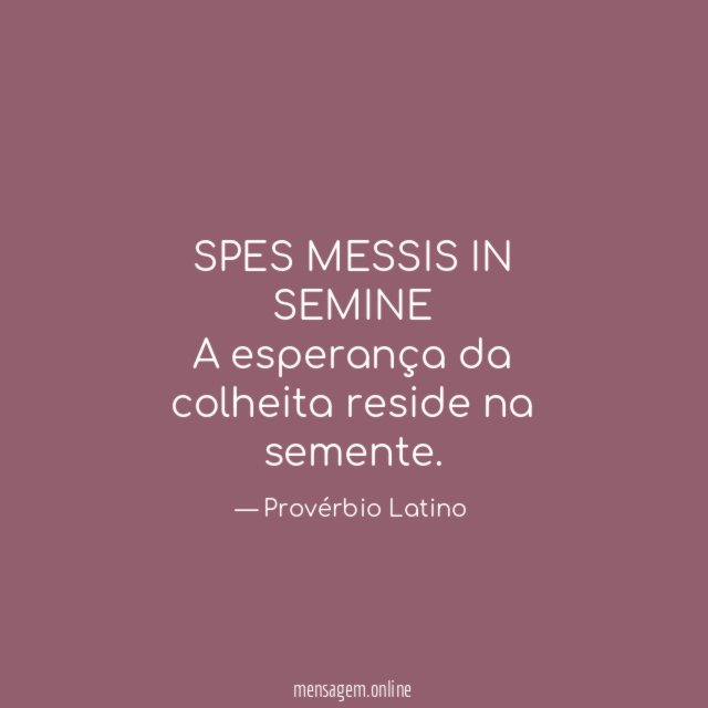 SPES MESSIS IN SEMINE A esperança da colheita reside na semente