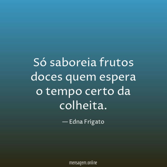 Só saboreia frutos doces quem espera o tempo certo da colheita