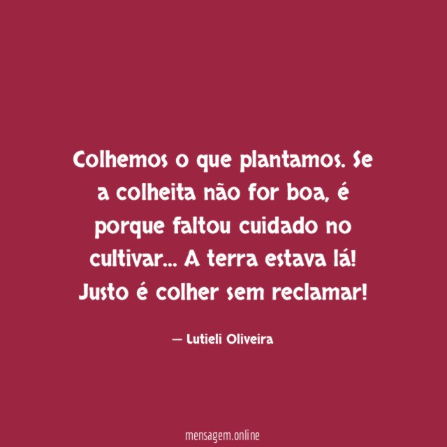 Colhemos o que plantamos