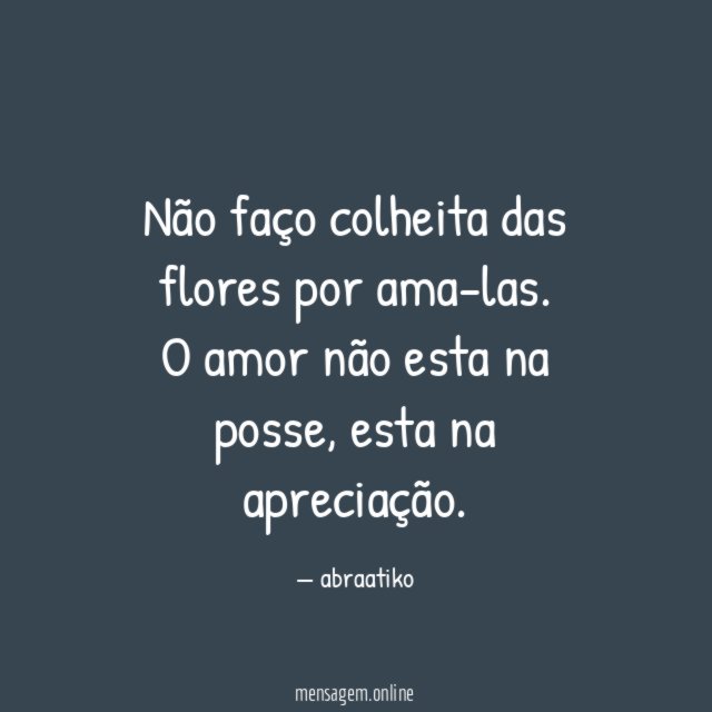 Não faço colheita das flores por ama-las