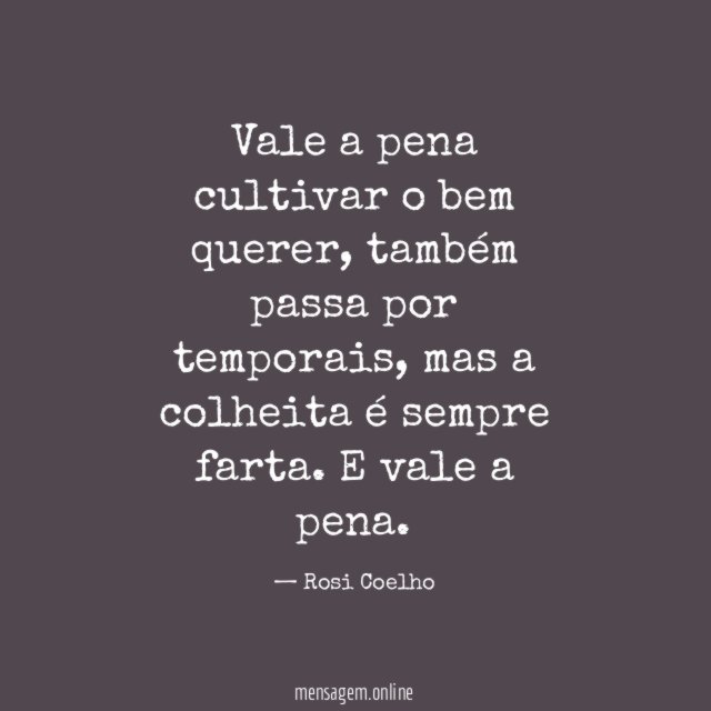 Vale a pena cultivar o bem querer