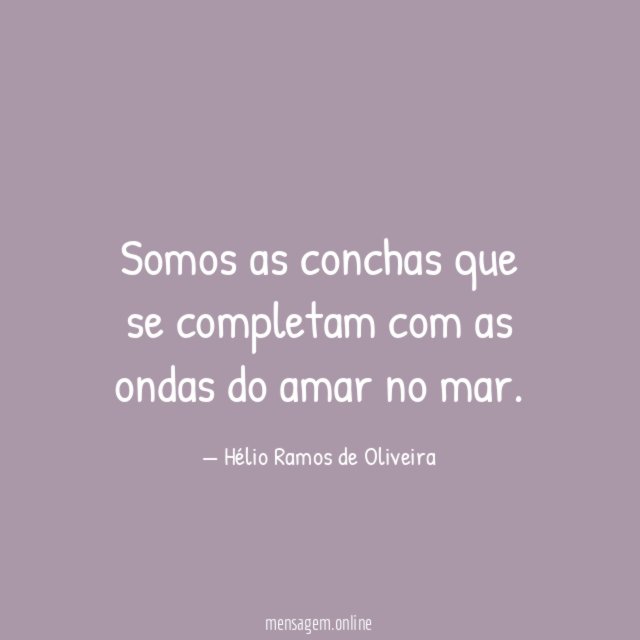 Somos as conchas que se completam com as