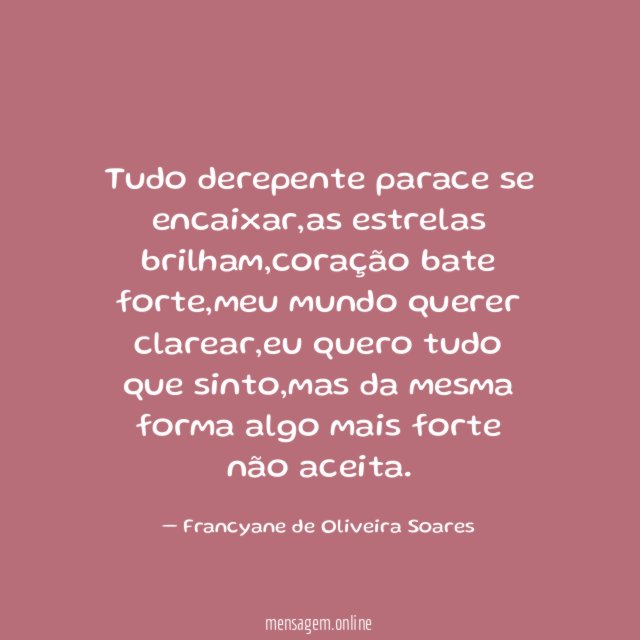 Tudo derepente parace se encaixar
