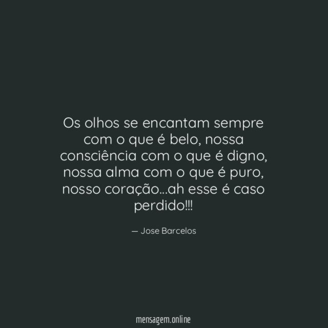 Os olhos se encantam sempre com o que é belo
