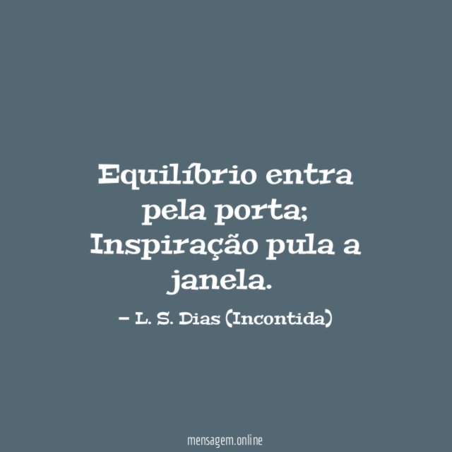 Equilíbrio entra pela porta