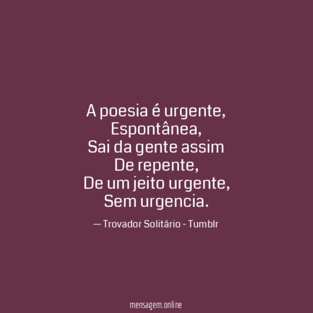 A poesia é urgente