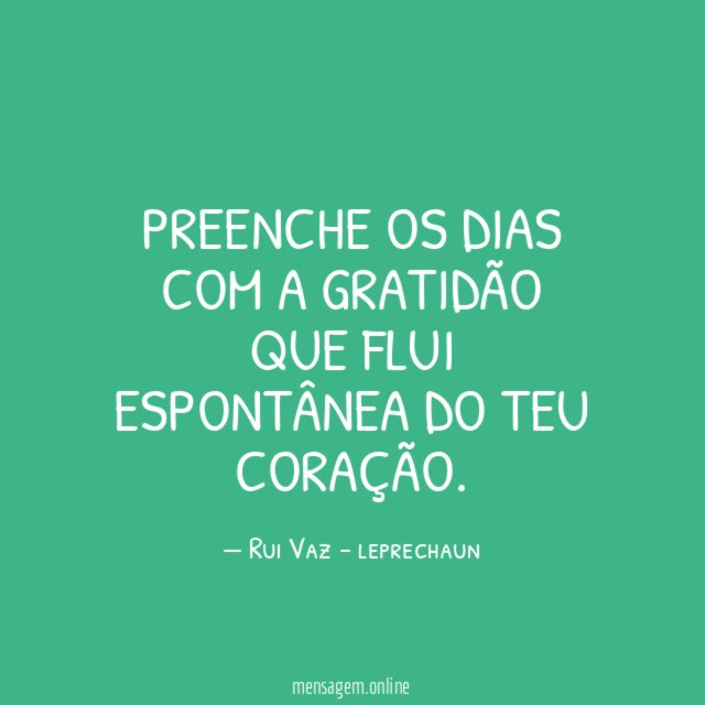 Preenche os dias com a gratidão que flui