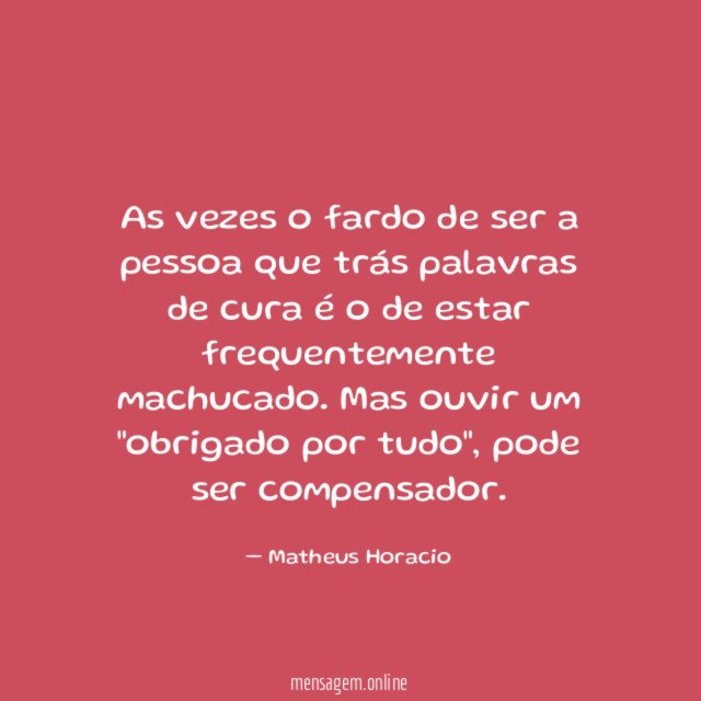 As vezes o fardo de ser a pessoa