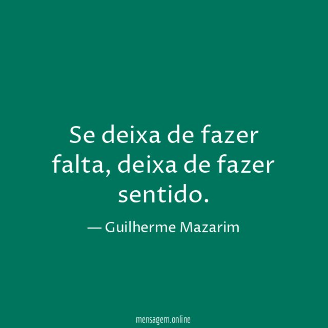 Se deixa de fazer falta