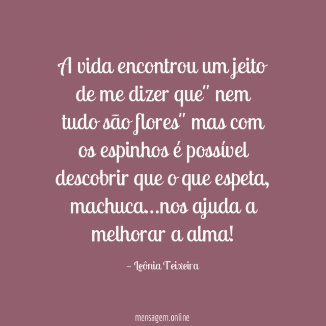 A vida encontrou um jeito de me dizer