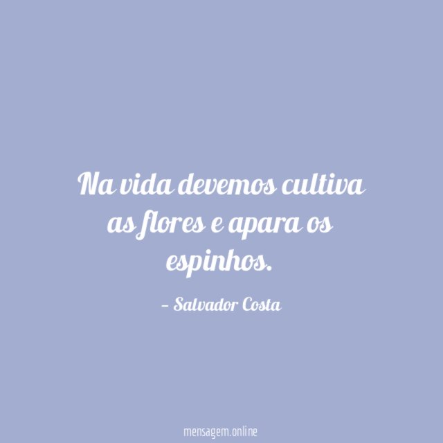 Na vida devemos cultiva as flores e apara os espinhos