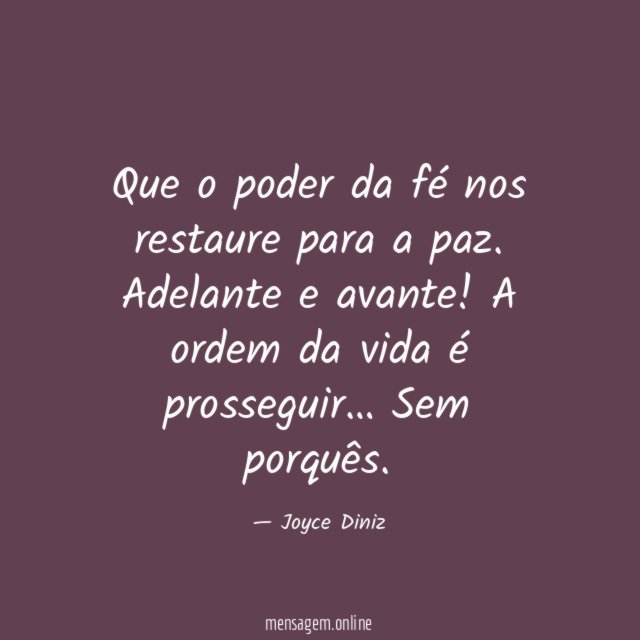 Que o poder da fé nos restaure para a paz