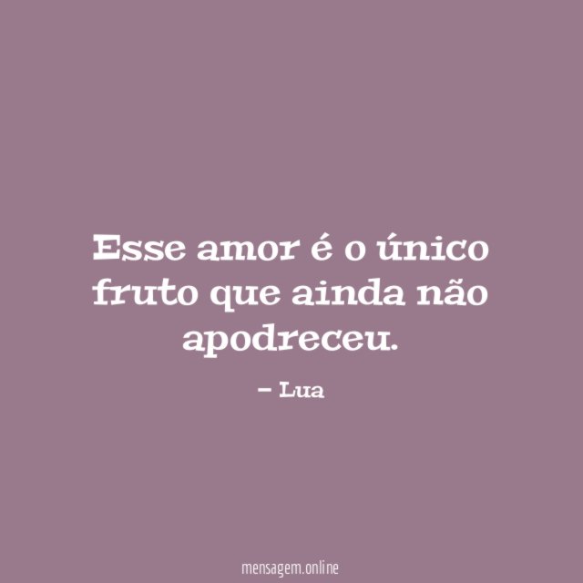 Esse amor é o único fruto que ainda não apodreceu