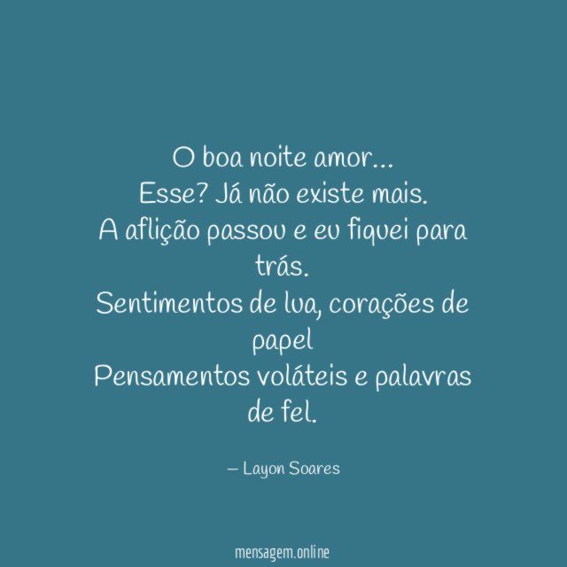 O boa noite amor