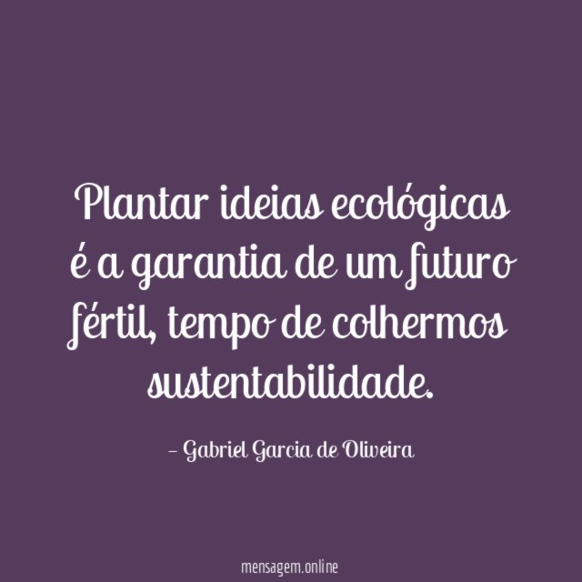 Plantar ideias ecológicas é a garantia de um futuro fértil