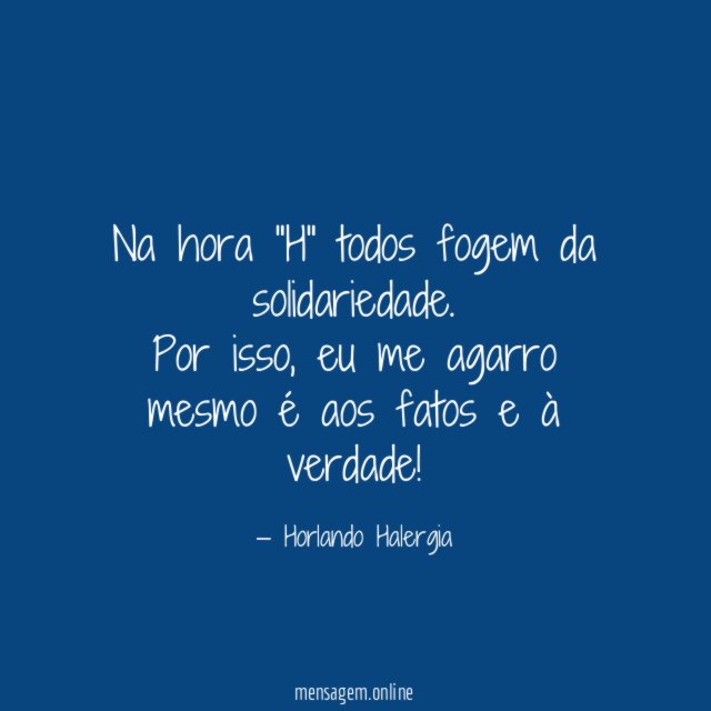 Na hora "H" todos fogem da solidariedade
