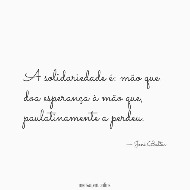 A solidariedade é