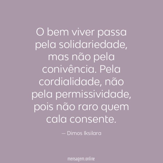 O bem viver passa pela solidariedade