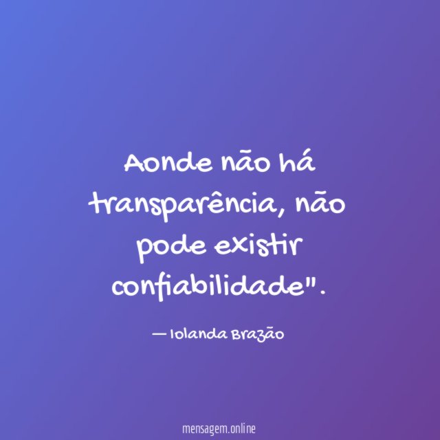 Aonde não há transparência