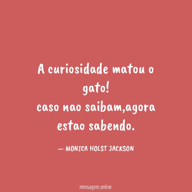 A curiosidade matou o gato
