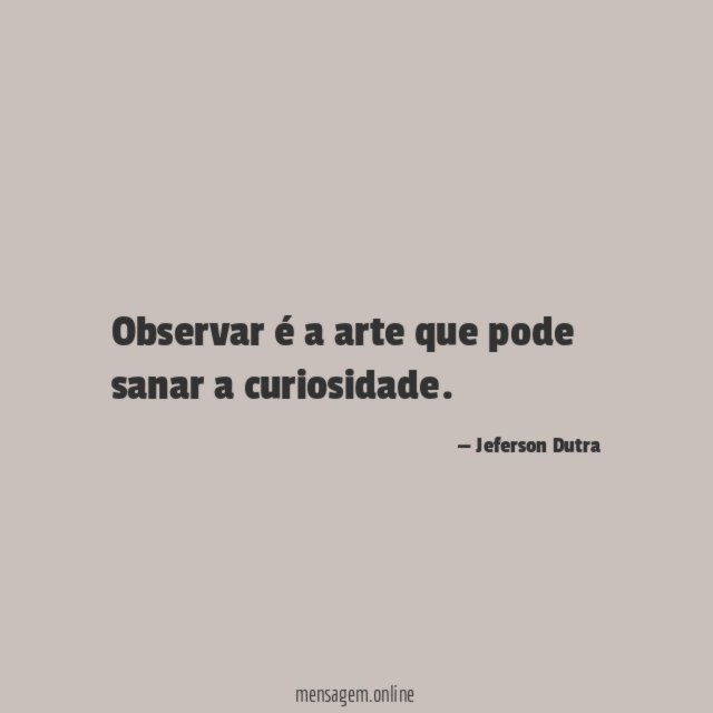 Observar é a arte que pode sanar a curiosidade