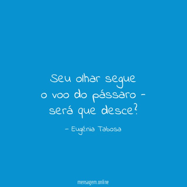 Seu olhar segue o voo do pássaro - será que desce