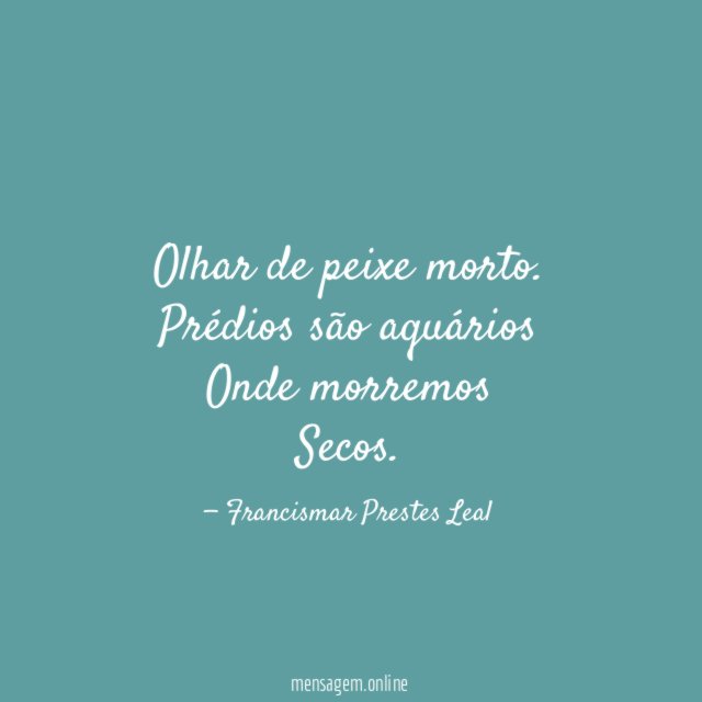 Olhar de peixe morto.