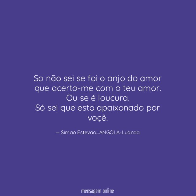 So não sei se foi o anjo do