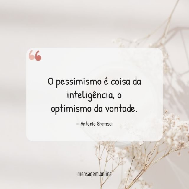 O pessimismo é coisa da inteligência