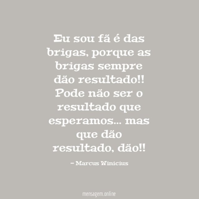 Eu sou fã é das brigas