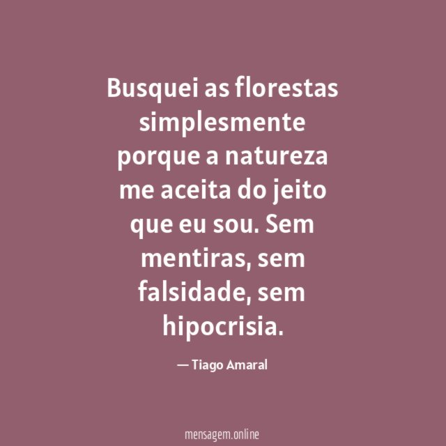 Busquei as florestas simplesmente porque a natureza me