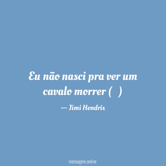 Eu não nasci pra ver um cavalo morrer (