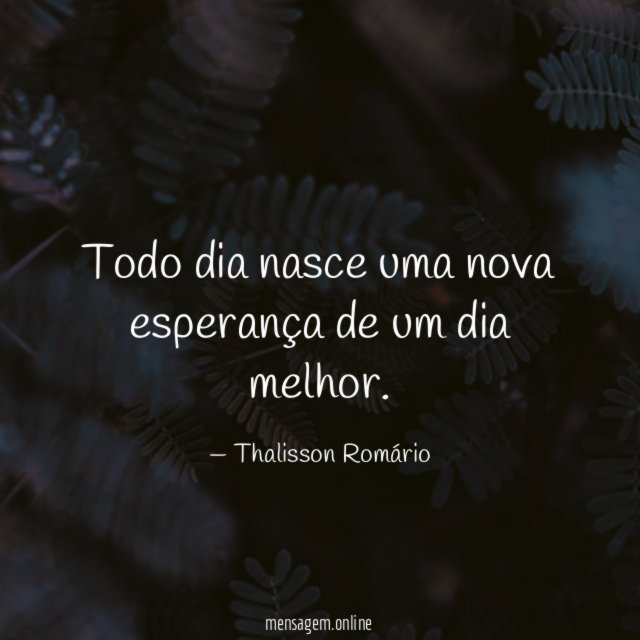 Todo dia nasce uma nova esperança de um dia melhor